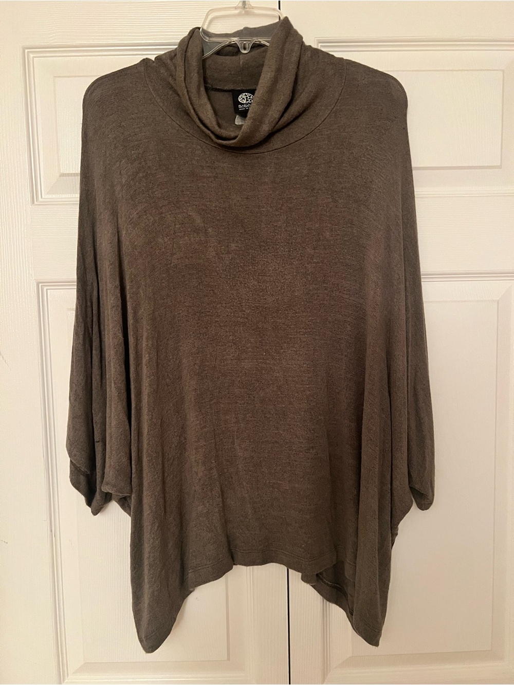 bobeau Olive Green Draped Cowl Neck Sweater Poncho